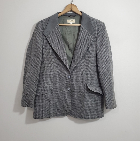 Vintage L.L. Bean Gray Wool Tweed Jacket - Picture 1 of 4